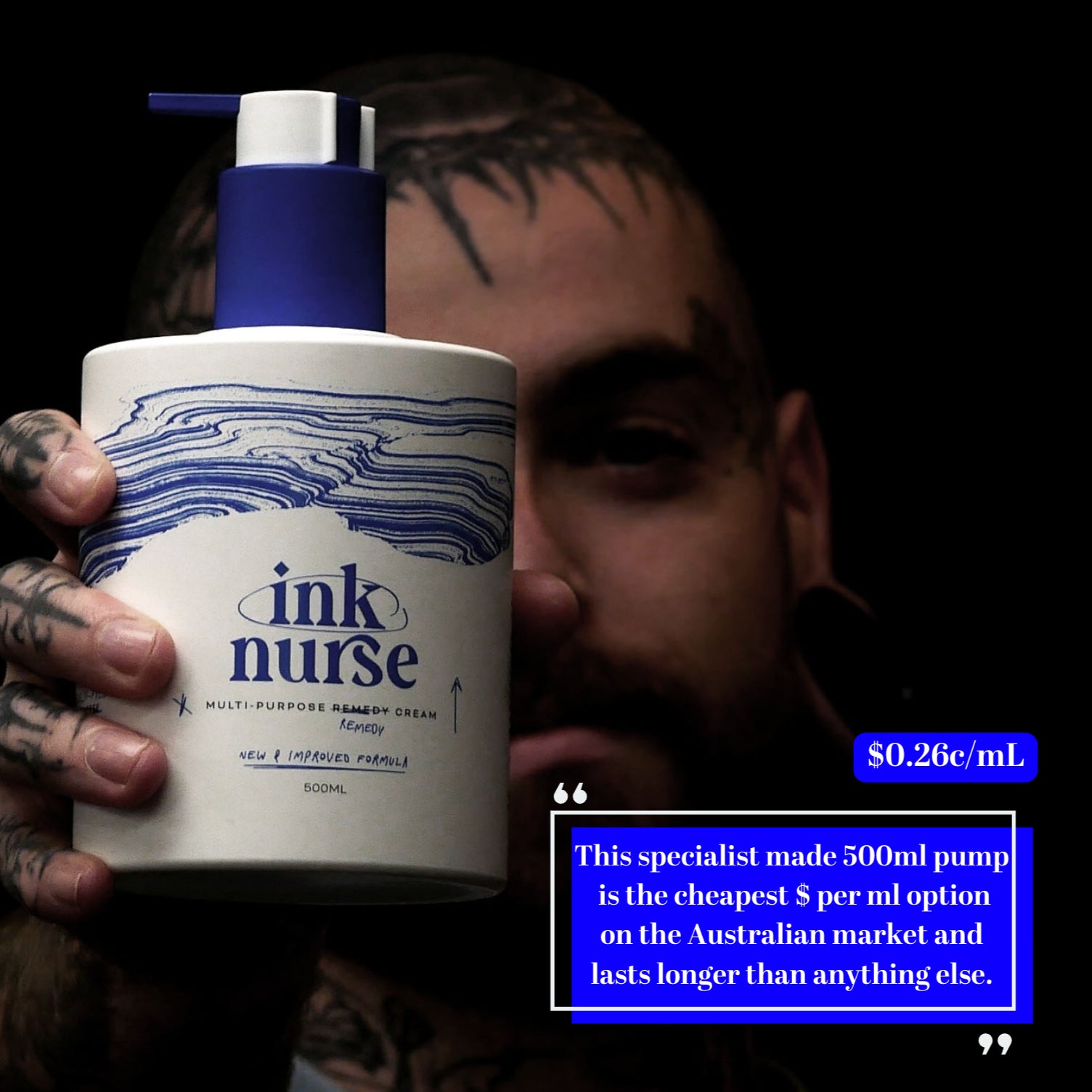 Ink Nurse Tattoo Aftercare & Skin Remedy Cream - 500ML Pump Bottle